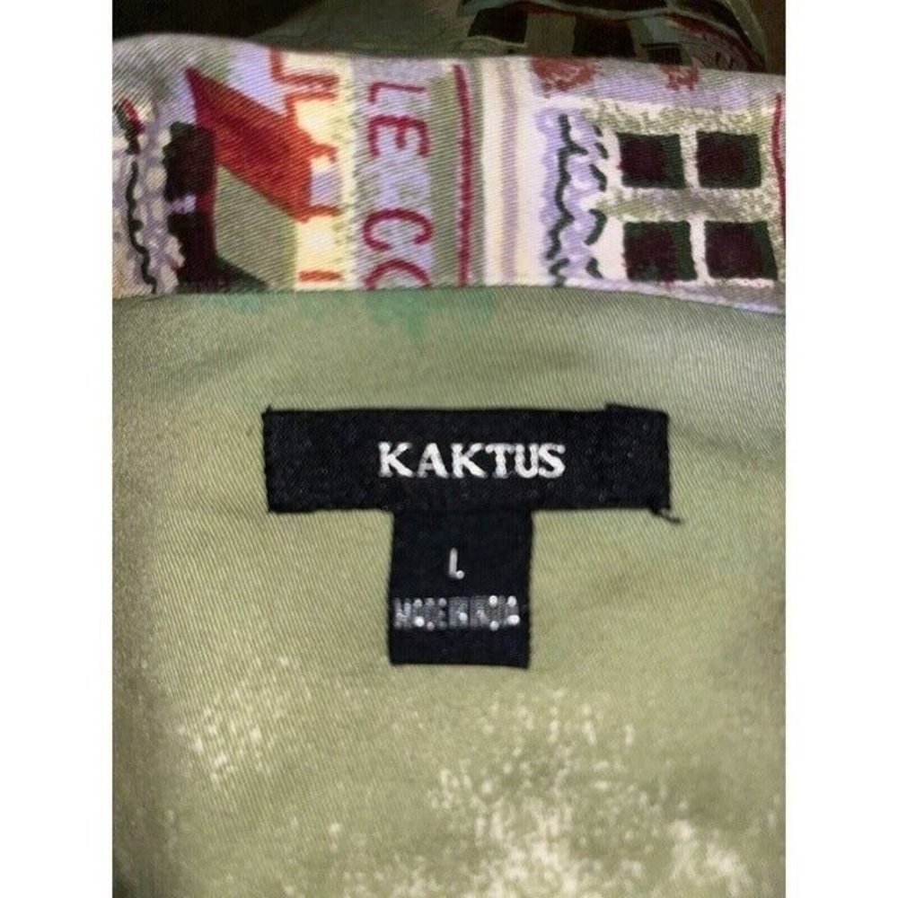 Vintage Kaktus jean jacket Women Large  French Cafes France Boho Denim All over - Picture 9 of 10